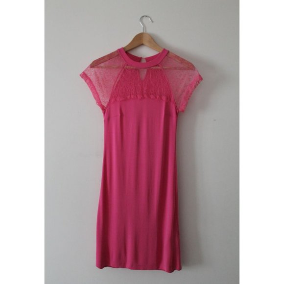 RED Valentino Lace Paneled Raglan Shift Dress Hot Pink Size XS - Picture 2 of 7